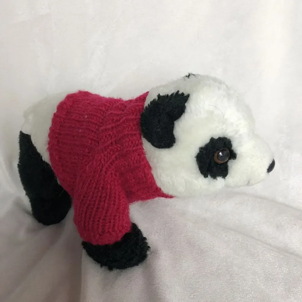Aurora World Red Sweater Soccer Ball‎ Embroidered Panda Plush Stuffed Animal 11